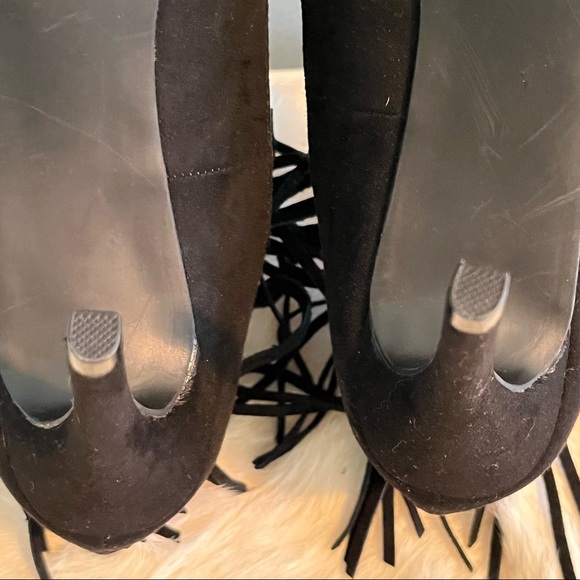 Bongo Black Suede Fringe Heels - Picture 13 of 13